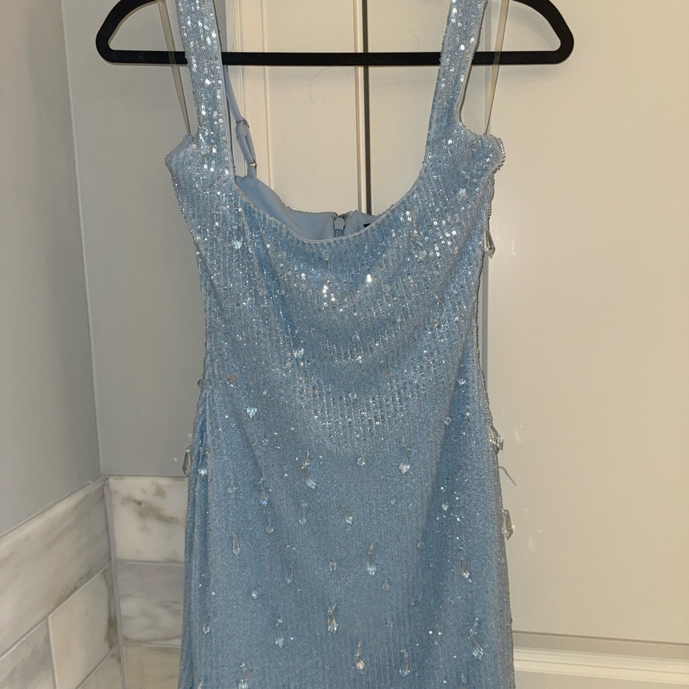 Babyboo Light Blue Sequin Beaded Party Dress